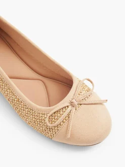 Beige Woven Textured Ballerina