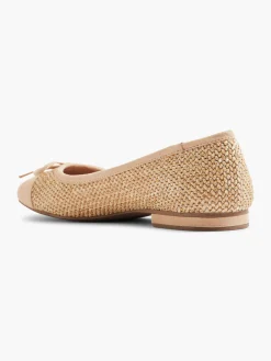 Beige Woven Textured Ballerina