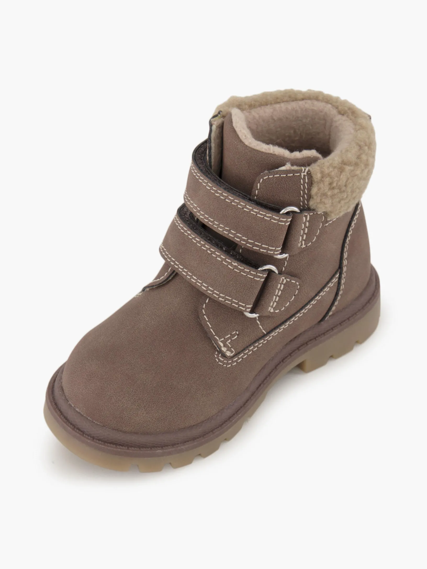 Bench Toddler Boy Fur Trim Twin Strap Boot
