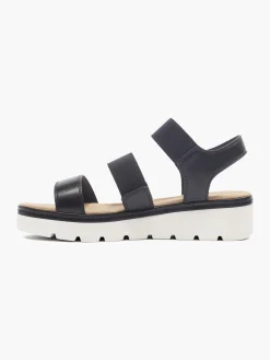 Black and White Contrasting Platform Sandal with Elasticated Straps