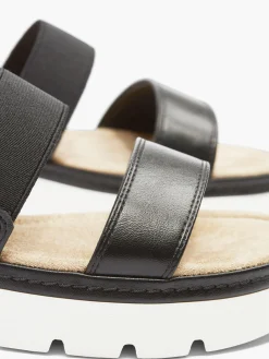 Black and White Contrasting Platform Sandal with Elasticated Straps