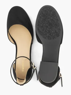 Black Ankle Strap Ballerina Flats