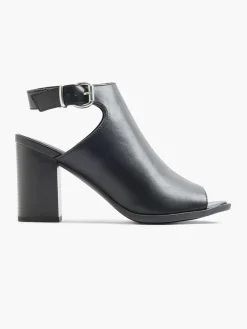 Black Ankle Strap Peep Toe Heel