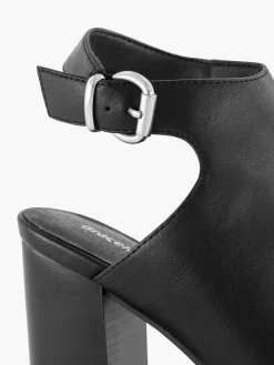 Black Ankle Strap Peep Toe Heel