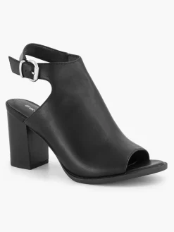 Black Ankle Strap Peep Toe Heel