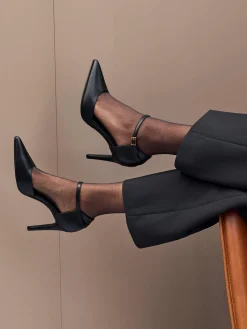 Black Ankle Strapped Heel With Buckle