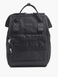 Black Backpack with Zipper Details