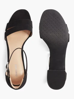 Black Block Heel Strap Sandal