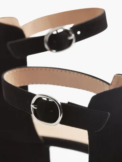 Black Block Heel Strap Sandal