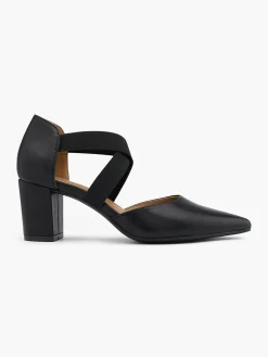 Black Block Heel With Elasticated Straps