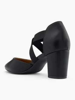 Black Block Heel With Elasticated Straps