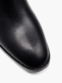 Black Block Heeled Ankle Boot With Buckle Detail