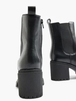 Black Block Heeled Chelsea Boot