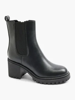 Black Block Heeled Chelsea Boot