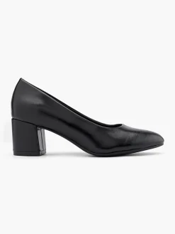 Black Block Heeled Court Shoe