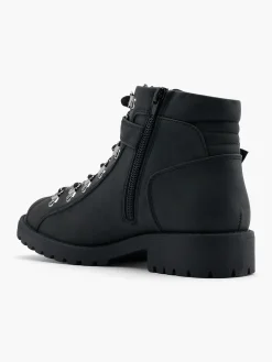 Black Buckle Detailed Ankle Boot