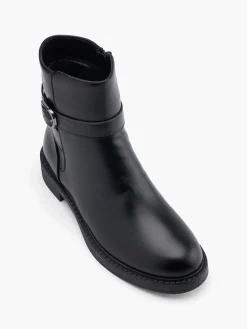 Black Buckle Strapped Detail Ankle Boot