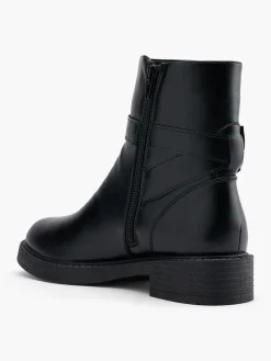 Black Buckle Strapped Detail Ankle Boot