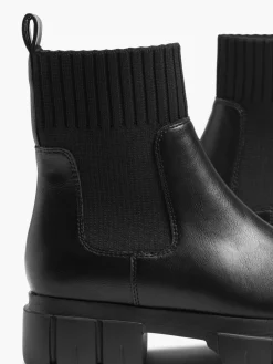 Black Chunky Knitted Top Chelsea Boot