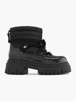 Black Chunky Lace Up Snow Boot