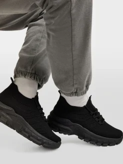 Black Chunky Lace Up Trainer