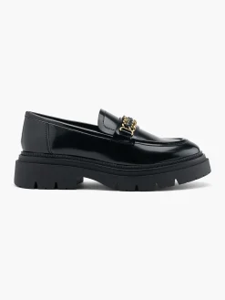 Black Chunky Loafer with Chain Detail