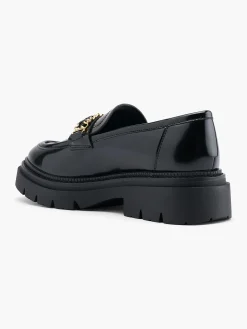 Black Chunky Loafer with Chain Detail
