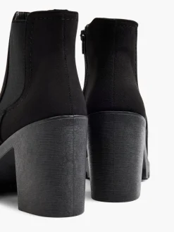 Black Chunky Suede Heeled Chelsea Boot