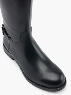 Black Classic Leather Long Leg Boot