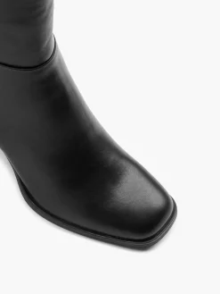 Black Classic Long Leg Boot with Buckle Detail