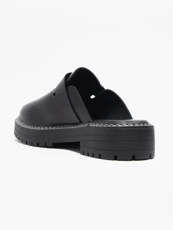 Black Closed Toe Slip On Shoe with Contrasting Stitching