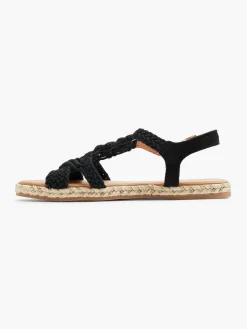 Black Crochet Flat Sandal