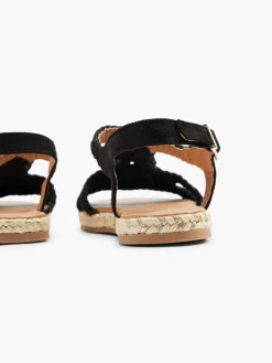 Black Crochet Flat Sandal