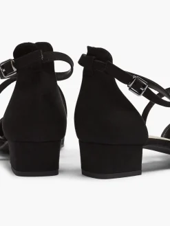 Black Cross Strap Block Heel