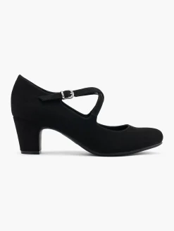 Black Cross Strapped Court Shoe
