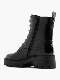 Black Diamante Detailed Black Biker Boot