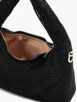 Black Diamante Handbag with Adjustable Shoulder Strap