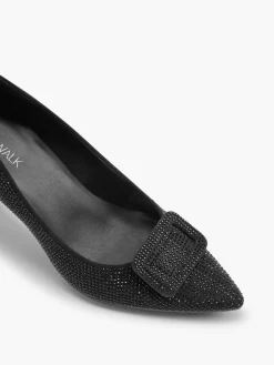 Black Diamante Heel with Buckle Detail