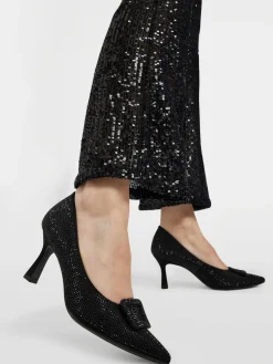 Black Diamante Heel with Buckle Detail