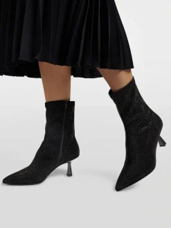Black Diamante Heeled Sock Boot