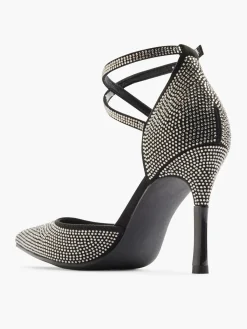 Black Diamante Stiletto Heel with Ankle Straps
