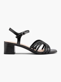 Black Diamante Strapped Heeled Sandal