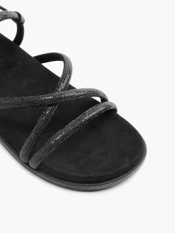 Black Diamante Strapped Sandal