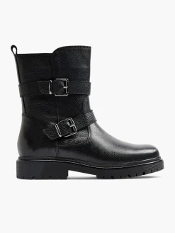 Black Double Buckle Fur Lined Boot