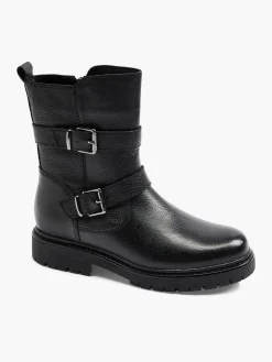 Black Double Buckle Fur Lined Boot