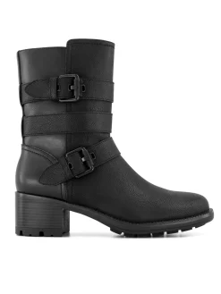 Black Double Buckled Ankle Boot