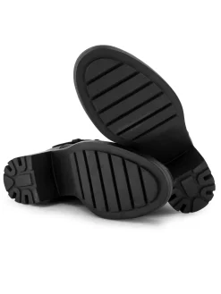 Black Double Buckled Ankle Boot