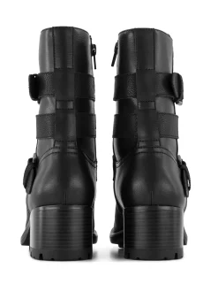 Black Double Buckled Ankle Boot