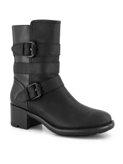 Black Double Buckled Ankle Boot