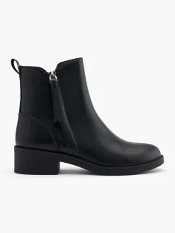 Black Double Zip Detail Ankle Boot